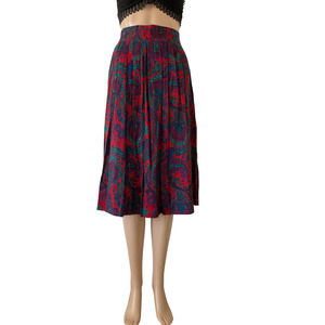 Shapely Knits Vintage Made in USA Pleated Paisley Size M Skirt